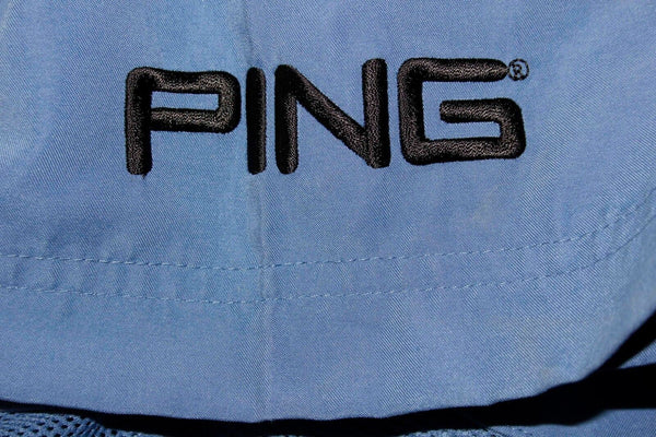 Ping Sz M Blue Black Polyester Short Sleeve Front Zip Pkt Golf Jackt Shirt