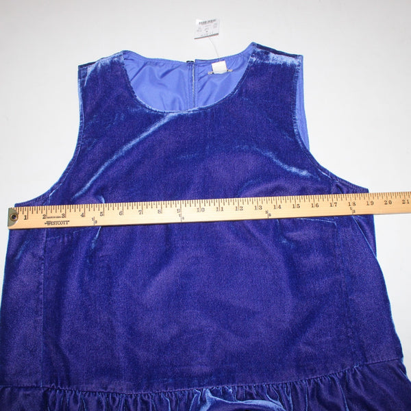 J Crew Top NEW Sz 10 Royal Blue Velvet Ruffles Sleeveless Viscose Nylon Top