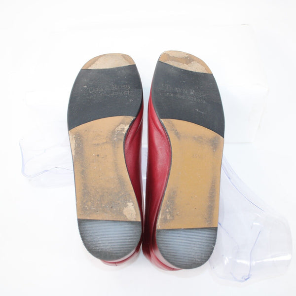 Taryn Rose Kristy Nappa Sz 39.5 M Red Leather Upper Inner 1.25" Wedge Heels