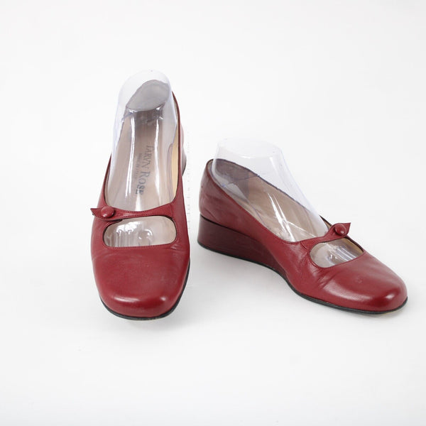 Taryn Rose Kristy Nappa Sz 39.5 M Red Leather Upper Inner 1.25" Wedge Heels