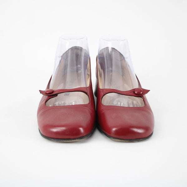Taryn Rose Kristy Nappa Sz 39.5 M Red Leather Upper Inner 1.25" Wedge Heels