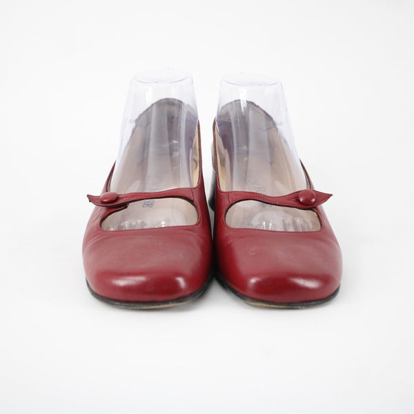 Taryn Rose Kristy Nappa Sz 39.5 M Red Leather Upper Inner 1.25" Wedge Heels