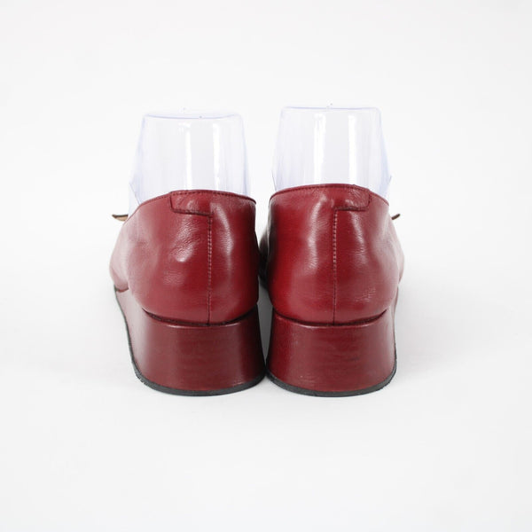 Taryn Rose Kristy Nappa Sz 39.5 M Red Leather Upper Inner 1.25" Wedge Heels