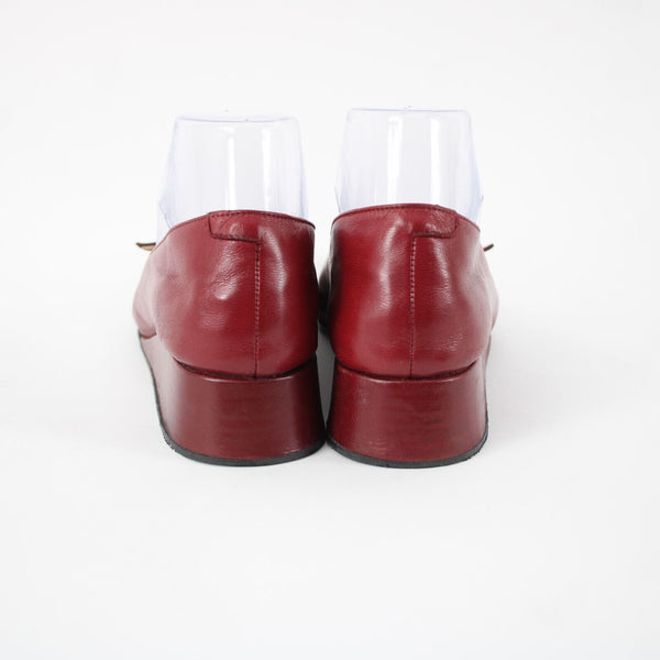 Taryn Rose Kristy Nappa Sz 39.5 M Red Leather Upper Inner 1.25" Wedge Heels