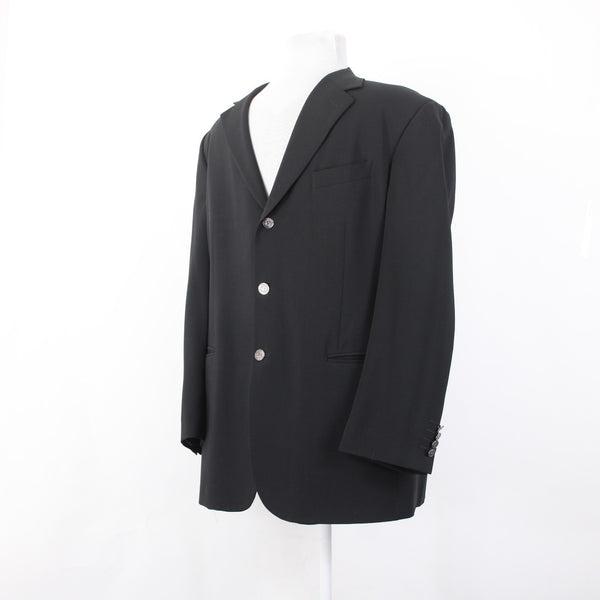 Gian Franco Ferre Sz 58 Blazer Jacket Black Three Button 100% Lana Wool Blazer