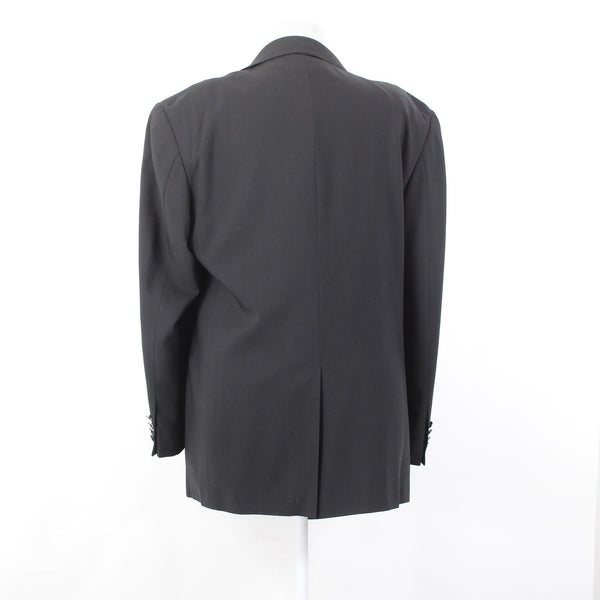 Gian Franco Ferre Sz 58 Blazer Jacket Black Three Button 100% Lana Wool Blazer