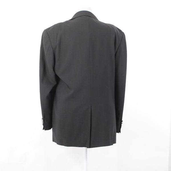 Gian Franco Ferre Sz 58 Blazer Jacket Black Three Button 100% Lana Wool Blazer