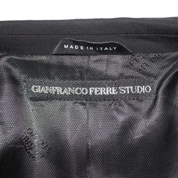 Gian Franco Ferre Sz 58 Blazer Jacket Black Three Button 100% Lana Wool Blazer