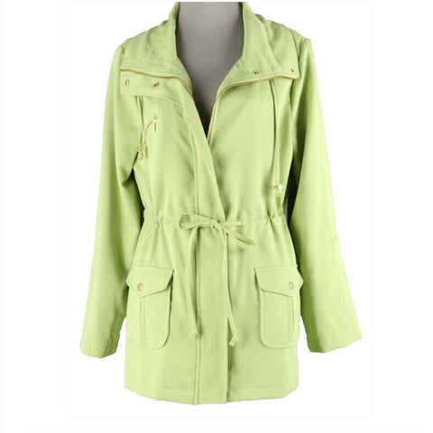 Kelly & Diane Sz 10 Lime Gold Tab Sleeve Zip Snap Poly Rayon Spandex Jacket