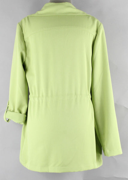 Kelly & Diane Sz 10 Lime Gold Tab Sleeve Zip Snap Poly Rayon Spandex Jacket