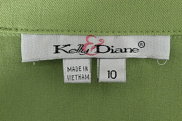 Kelly & Diane Sz 10 Lime Gold Tab Sleeve Zip Snap Poly Rayon Spandex Jacket