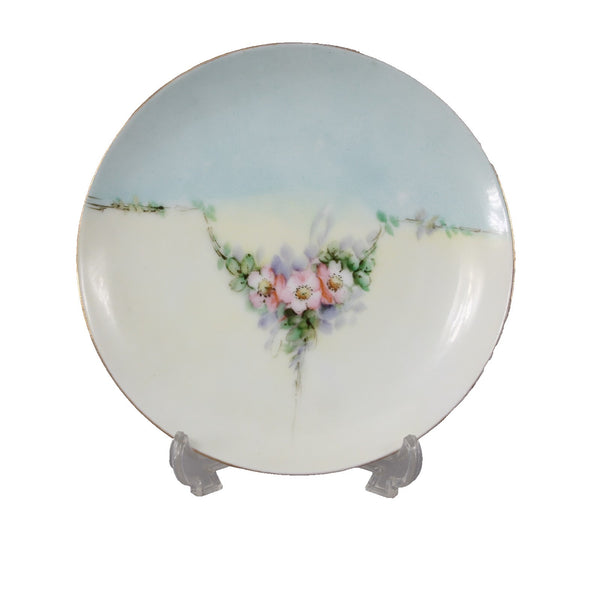 Handpainted Saucer 6.5 x 1 Blue Yellow Multi Color Floral Hand Painted Porcelain
