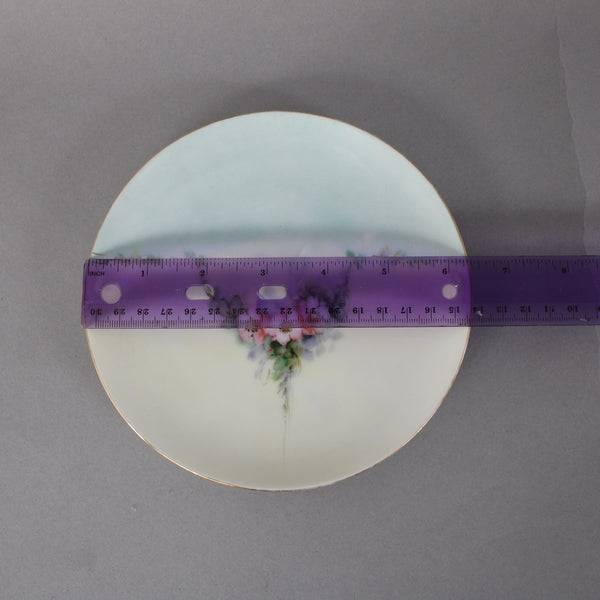 Handpainted Saucer 6.5 x 1 Blue Yellow Multi Color Floral Hand Painted Porcelain