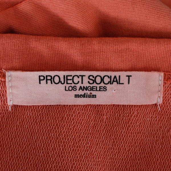Project Social T Sz M Coral Raw Neck Deep Scoop Back Cotton Blend Knit Crop Top
