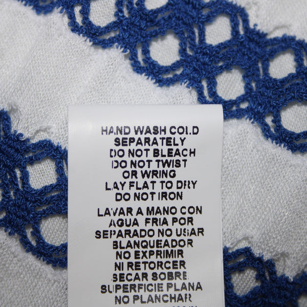 Vitamin A Sz S/6 White Navy Blue Striped Lined Pull Over 100% Viscose Dress
