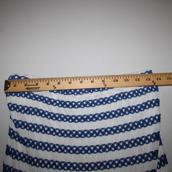 Vitamin A Sz S/6 White Navy Blue Striped Lined Pull Over 100% Viscose Dress