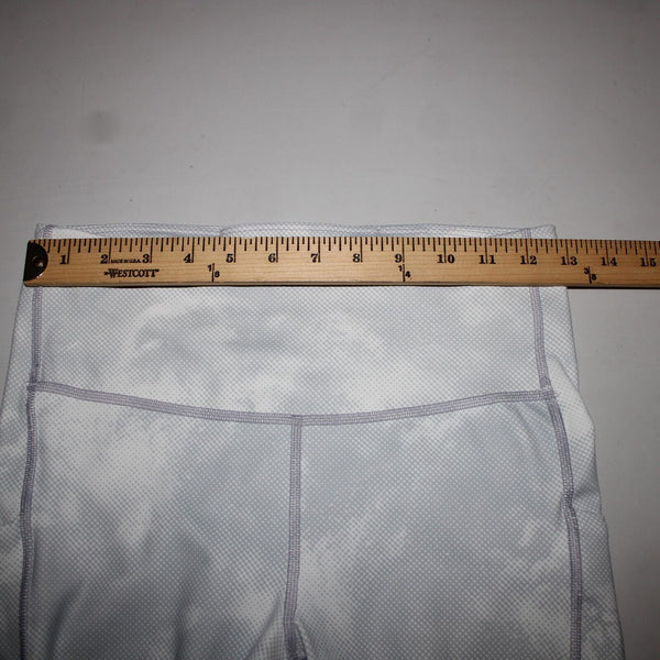 Athleta Sz S x 22 Lt Gray White Ultimate Pocket Print Poly Spandex AW Crop Pant