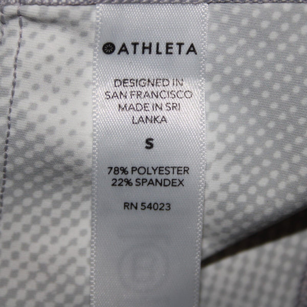 Athleta Sz S x 22 Lt Gray White Ultimate Pocket Print Poly Spandex AW Crop Pant