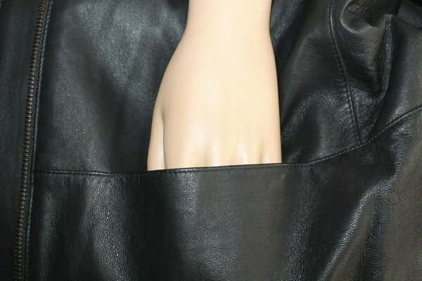 Anne Klein NEW $250 Sz 4 Black Zip Front 100% Leather Acetate Lined Jacket