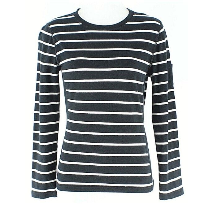 American Living Sz M Black White Stripe Cotton Elastane Knit Top
