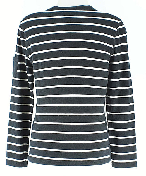 American Living Sz M Black White Stripe Cotton Elastane Knit Top