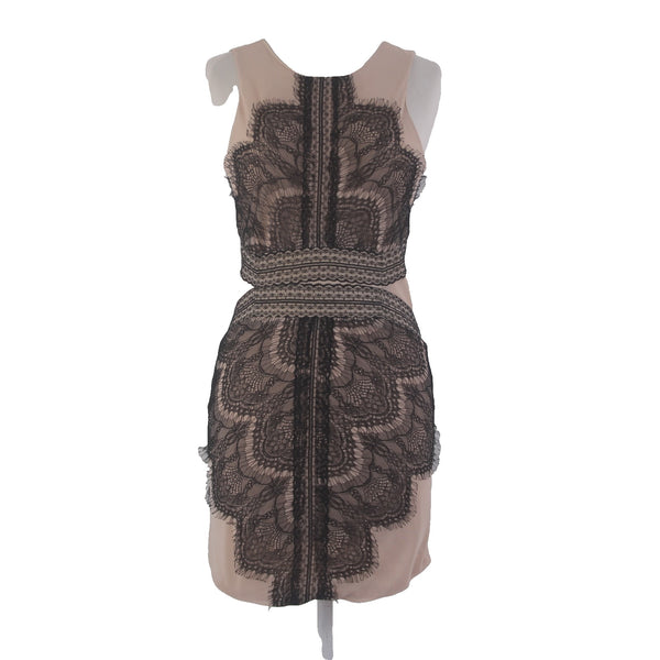 Mika & Gala Dress NEW Sz 8 Nude Black Lace Sleeveless Poly Spandex Dress