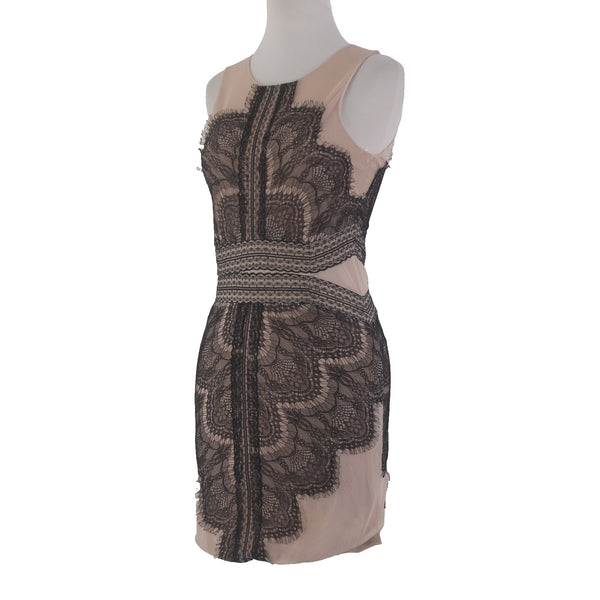 Mika & Gala Dress NEW Sz 8 Nude Black Lace Sleeveless Poly Spandex Dress
