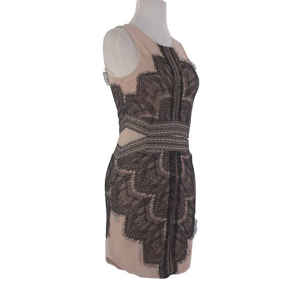 Mika & Gala Dress NEW Sz 8 Nude Black Lace Sleeveless Poly Spandex Dress
