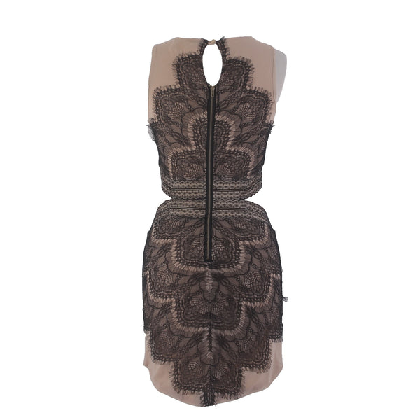 Mika & Gala Dress NEW Sz 8 Nude Black Lace Sleeveless Poly Spandex Dress
