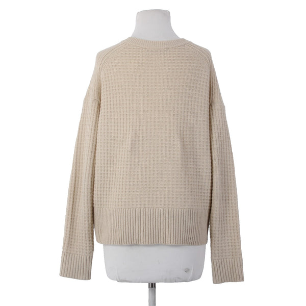 Everlane Sweater Sz XS Tan White Knit Buttons Recycled Cashmere Sweater