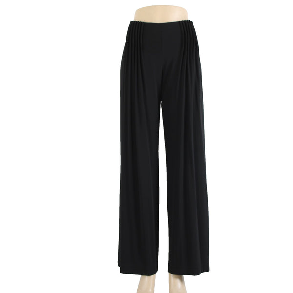 Fendi Pant Sz 44 x 33 Black Sheer Pleated Rayon Elastane Wide Leg Dress Pant