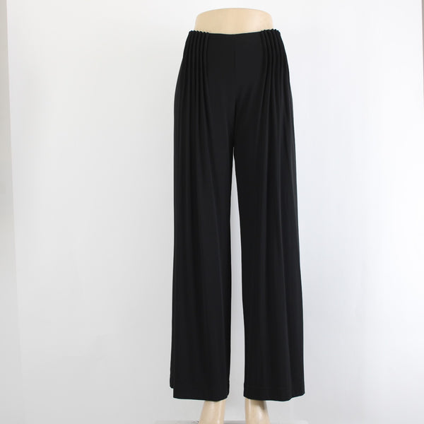 Fendi Pant Sz 44 x 33 Black Sheer Pleated Rayon Elastane Wide Leg Dress Pant
