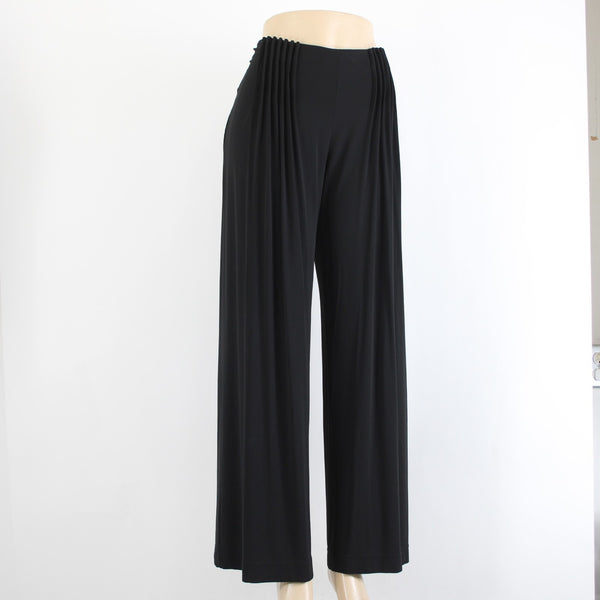 Fendi Pant Sz 44 x 33 Black Sheer Pleated Rayon Elastane Wide Leg Dress Pant