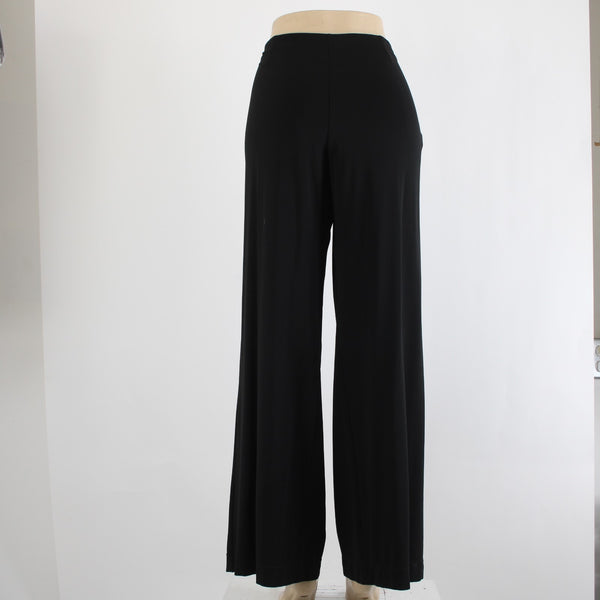Fendi Pant Sz 44 x 33 Black Sheer Pleated Rayon Elastane Wide Leg Dress Pant