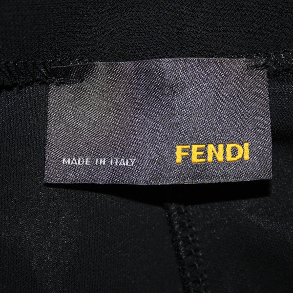 Fendi Pant Sz 44 x 33 Black Sheer Pleated Rayon Elastane Wide Leg Dress Pant