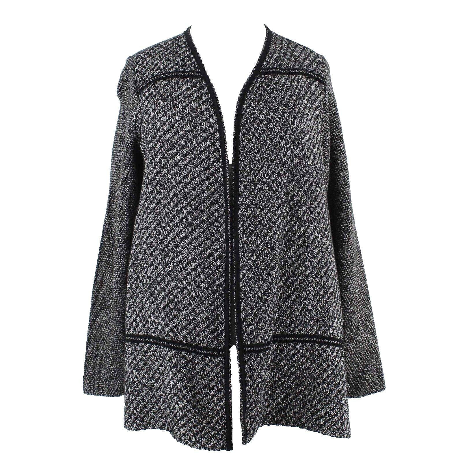 Charter Club Sz 2X Black Silver Multi Open Cotton Poly Metallic Cardigan