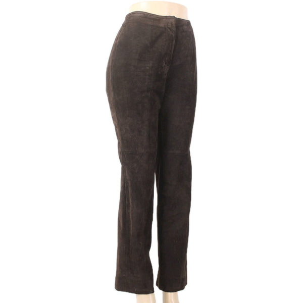Caslon Pant Sz 6 x 30 Brown Lined Ankle Suede Genuine Leather Polyester Pant