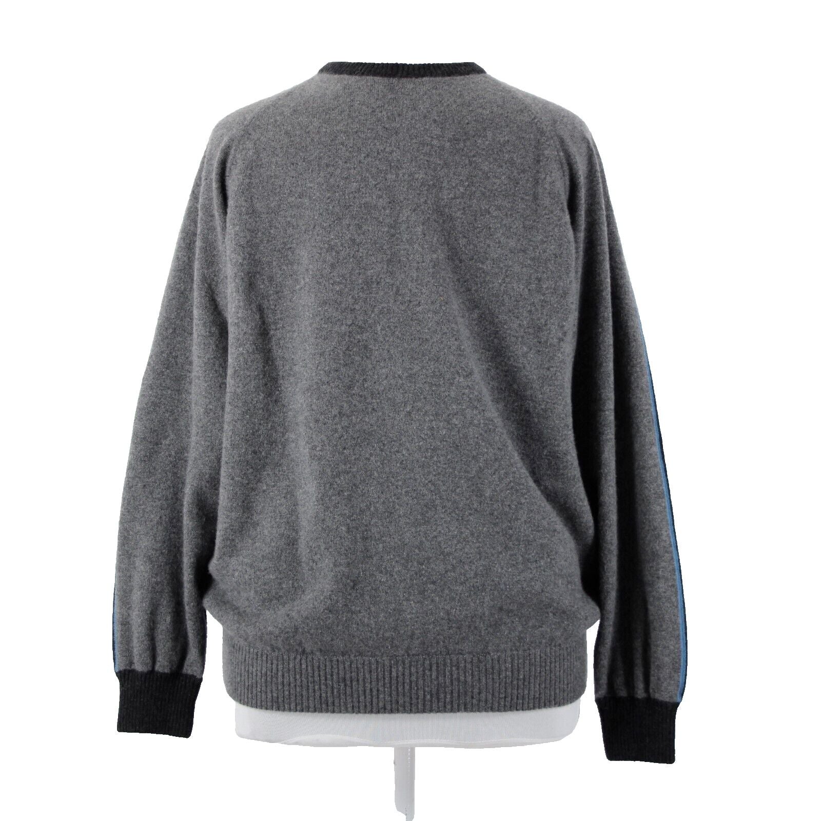 Ermenegildo Zegna Sz XXL Gray Blue Drk Gary Long Sleeve 100% Cashmere Sweater