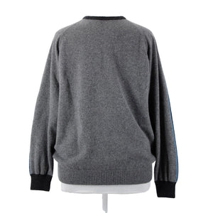 Ermenegildo Zegna Sz XXL Gray Blue Drk Gary Long Sleeve 100% Cashmere Sweater