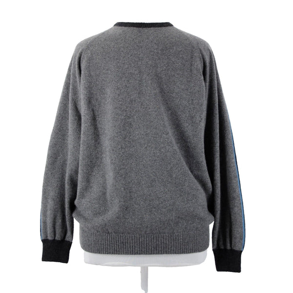 Ermenegildo Zegna Sz XXL Gray Blue Drk Gary Long Sleeve 100% Cashmere Sweater