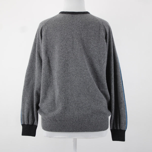 Ermenegildo Zegna Sz XXL Gray Blue Drk Gary Long Sleeve 100% Cashmere Sweater