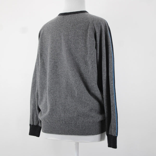 Ermenegildo Zegna Sz XXL Gray Blue Drk Gary Long Sleeve 100% Cashmere Sweater
