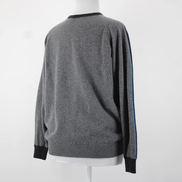 Ermenegildo Zegna Sz XXL Gray Blue Drk Gary Long Sleeve 100% Cashmere Sweater
