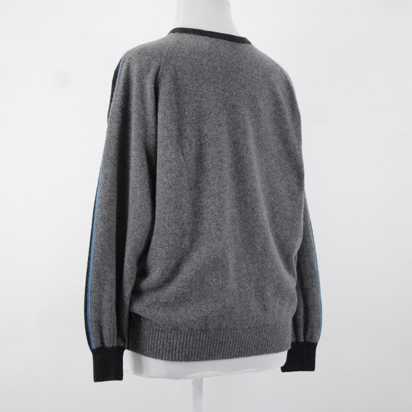 Ermenegildo Zegna Sz XXL Gray Blue Drk Gary Long Sleeve 100% Cashmere Sweater