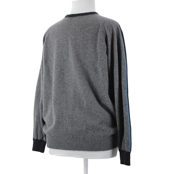Ermenegildo Zegna Sz XXL Gray Blue Drk Gary Long Sleeve 100% Cashmere Sweater