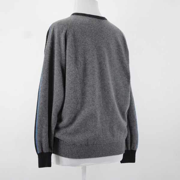 Ermenegildo Zegna Sz XXL Gray Blue Drk Gary Long Sleeve 100% Cashmere Sweater