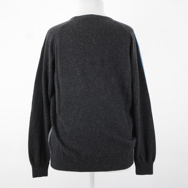 Ermenegildo Zegna Sz XXL Gray Blue Drk Gary Long Sleeve 100% Cashmere Sweater