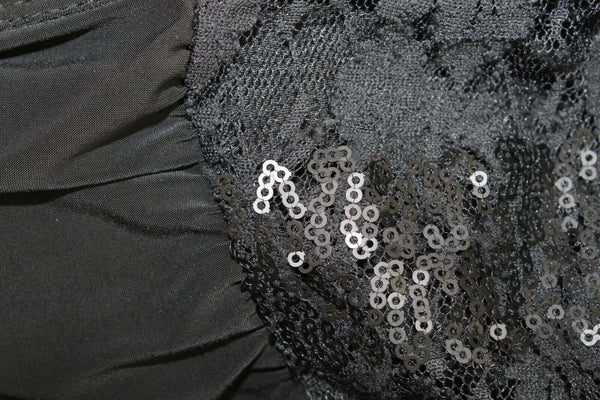 Love Culture NEW $29 Black Sequin Lace Ruched Tube Bodycon Poly Blend Dress