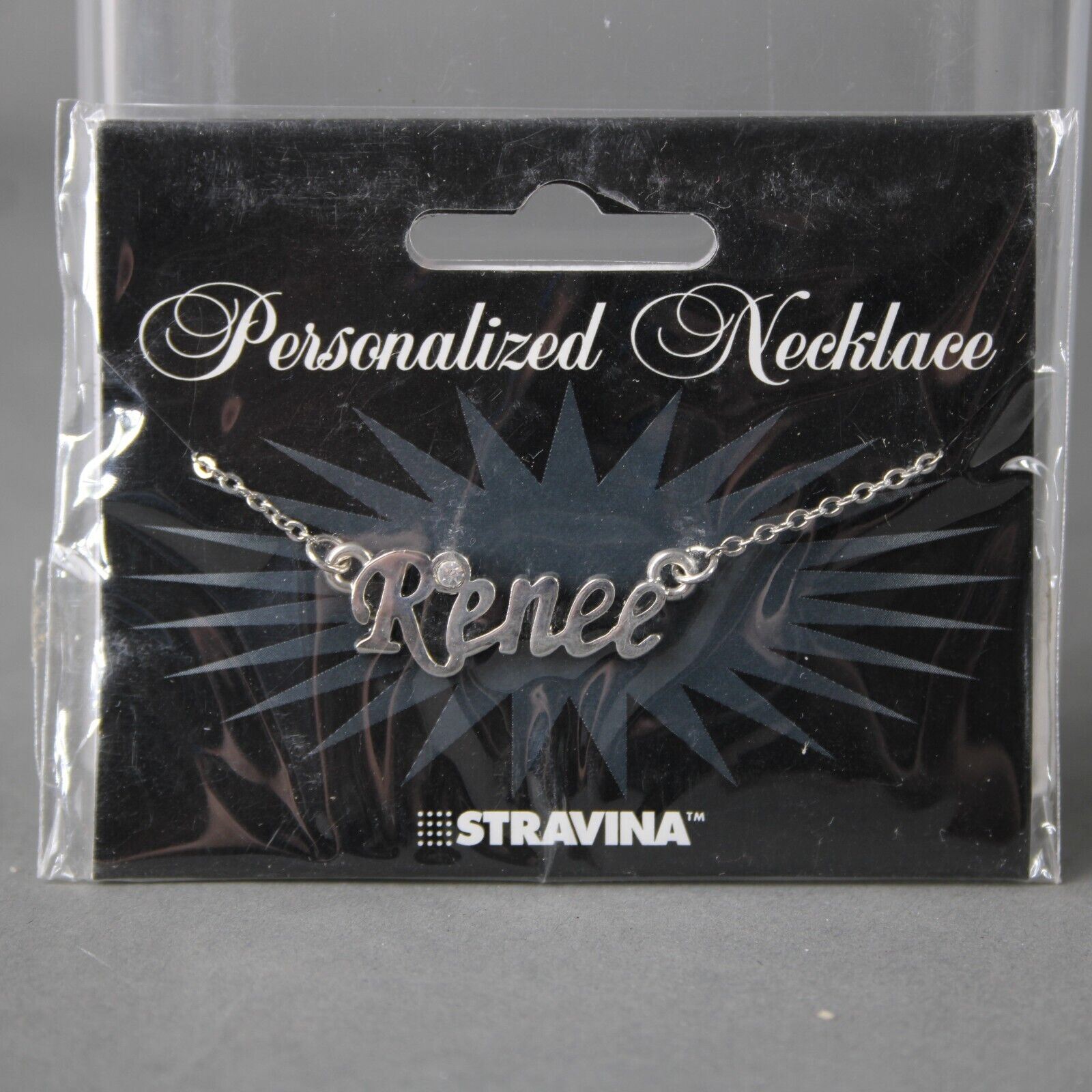RENEE NEW Name Silvertone Rhinestone 14.5" w 4.5" Multi Ring Ext Necklace