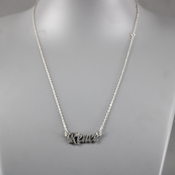 RENEE NEW Name Silvertone Rhinestone 14.5" w 4.5" Multi Ring Ext Necklace